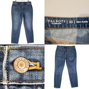 Talbots Jeans Womens Flawless Slim Ankle Blue Size 10 Stretch High Rise